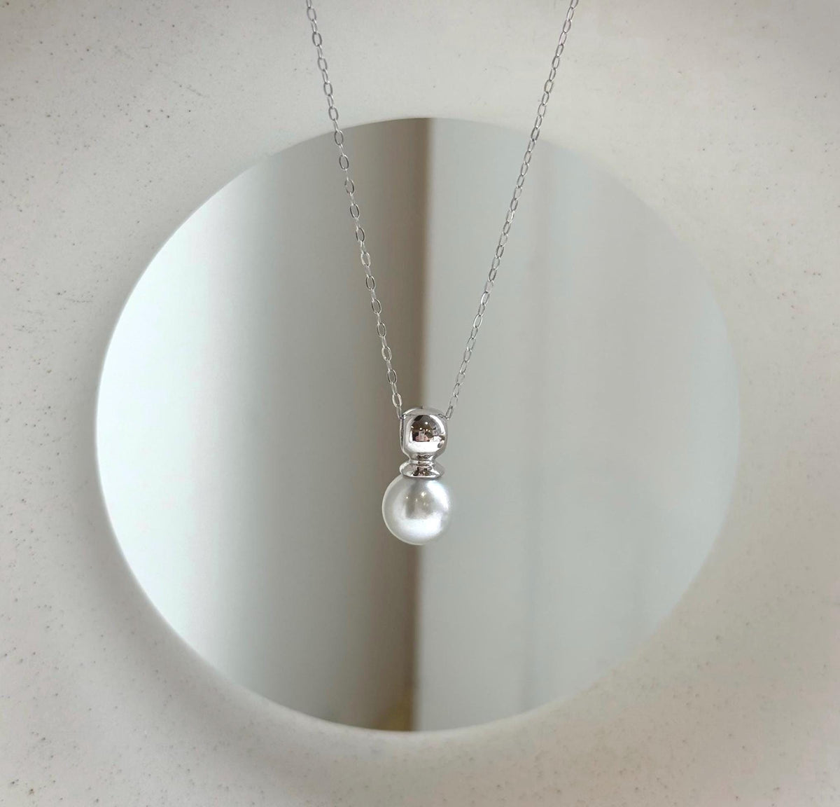 Elly’s 8.2mm Geniu Akoya blue silver ocean pearl Pendant: Extreme luster mirrored, s925 silver minimalist pendant.