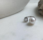 Elly’s 12.3mm 5A White Edison pearl ring: Extreme luster mirrored, S925 silver adjustable ring. high quality daily office white pearl ring