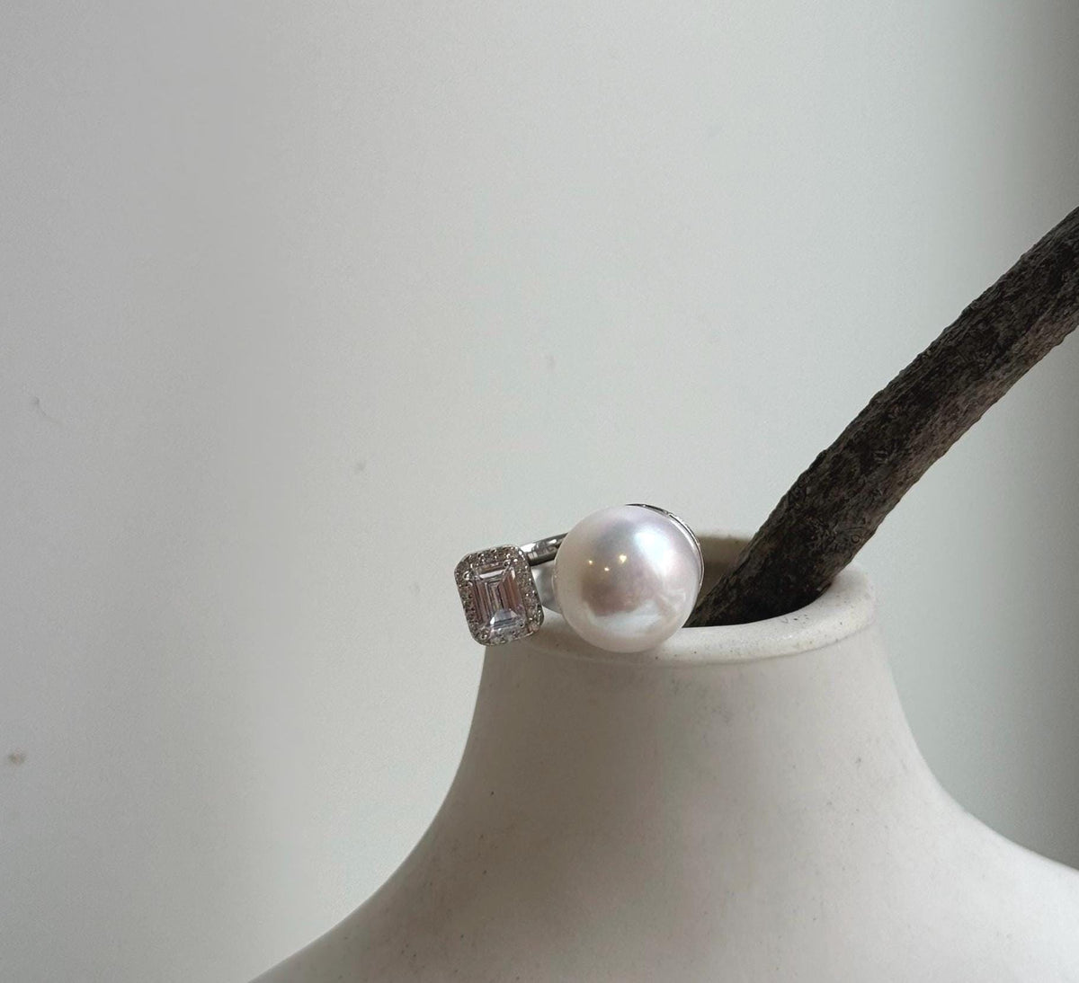 Elly’s 12.3mm 5A White Edison pearl ring: Extreme luster mirrored, S925 silver adjustable ring. high quality daily office white pearl ring gift for her birthday