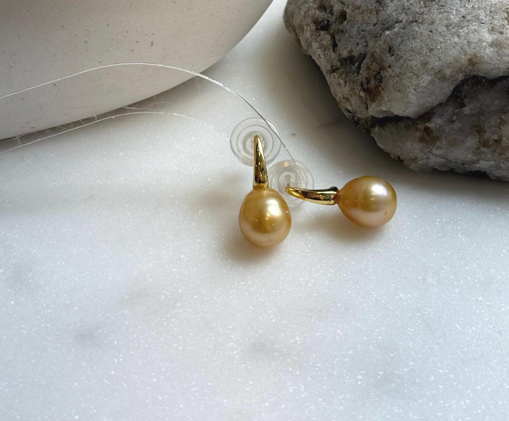 Elly’s 9.6mm South sea deep golden ocean Pearls Earrings: Strong luster, 2cm high, S925 silver cool earrings. gift for her