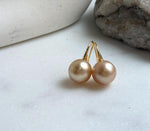 Elly’s 11.9mm Genius South sea golden ocean Pearls High-heel Earrings hooks: Extreme luster, 2.2cm high, S925 silver cool earrings.