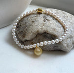 Elly’s Set 10.8mmSouth sea carved golden ocean Freshwater white pearls necklace:Extreme luster, 7.5”, S925 silver bracelet.
