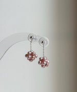Elly’s Rose Mauve Pearls Earrings Chandeliers: Extreme luster Mirrored, 2.3cm high, S925 silver cool Hydrangea earrings. gift for her