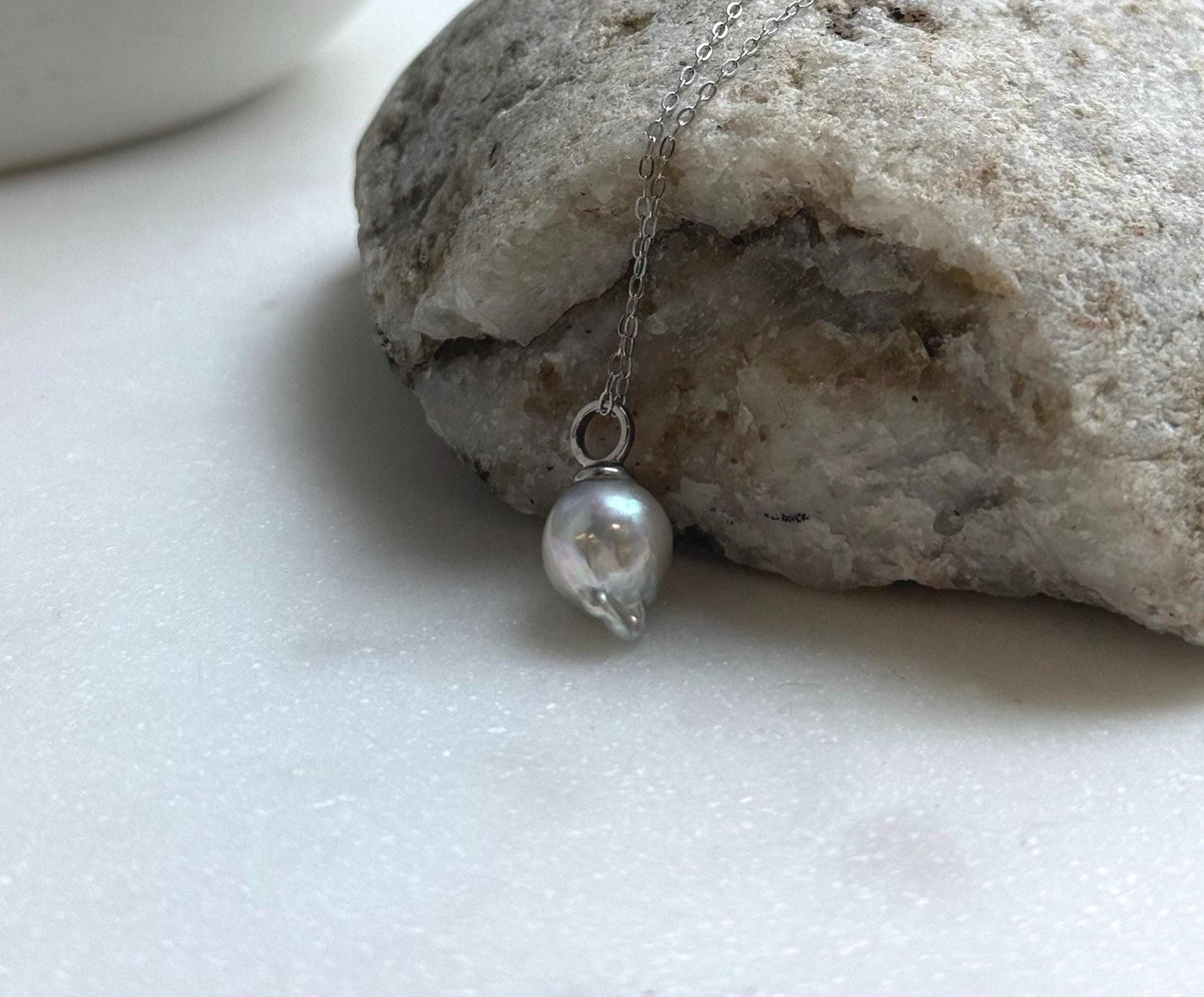 Elly’s 8.6mm Geniu Akoya blue silver ocean tail pearl Pendant: Extreme luster, 1.6cm high, s925 silver minimalist pendant. gift for her daily office wear