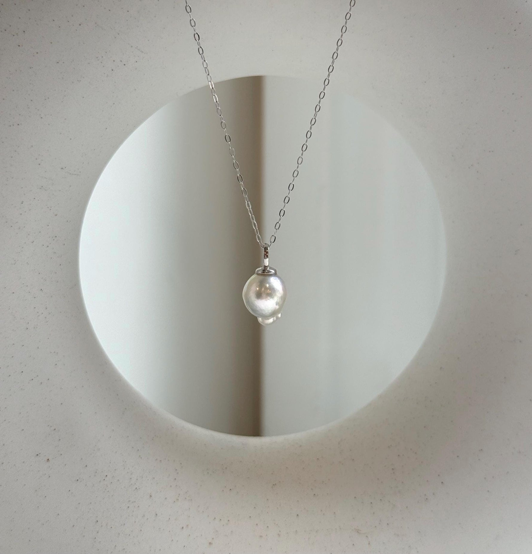 Elly’s 8.6mm Geniu Akoya blue silver ocean tail pearl Pendant: Extreme luster, 1.6cm high, s925 silver minimalist pendant. gift for her holiday