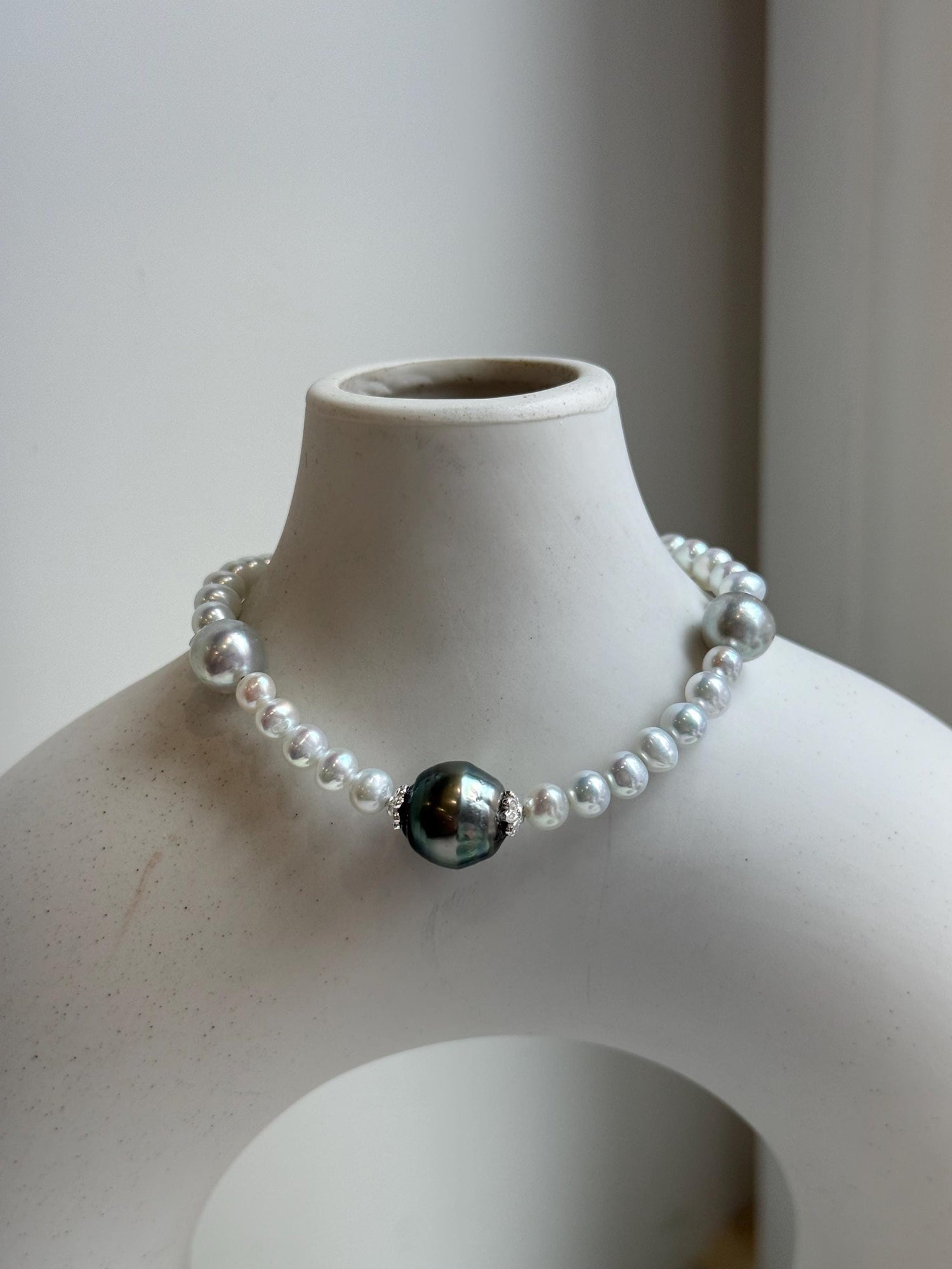 Elly’s Set 11.2mm Tahitian ocean Freshwater white pearls bracelet:Extreme luster mirrored, 7.3”, S925 silver bracelet. gift for her birthday