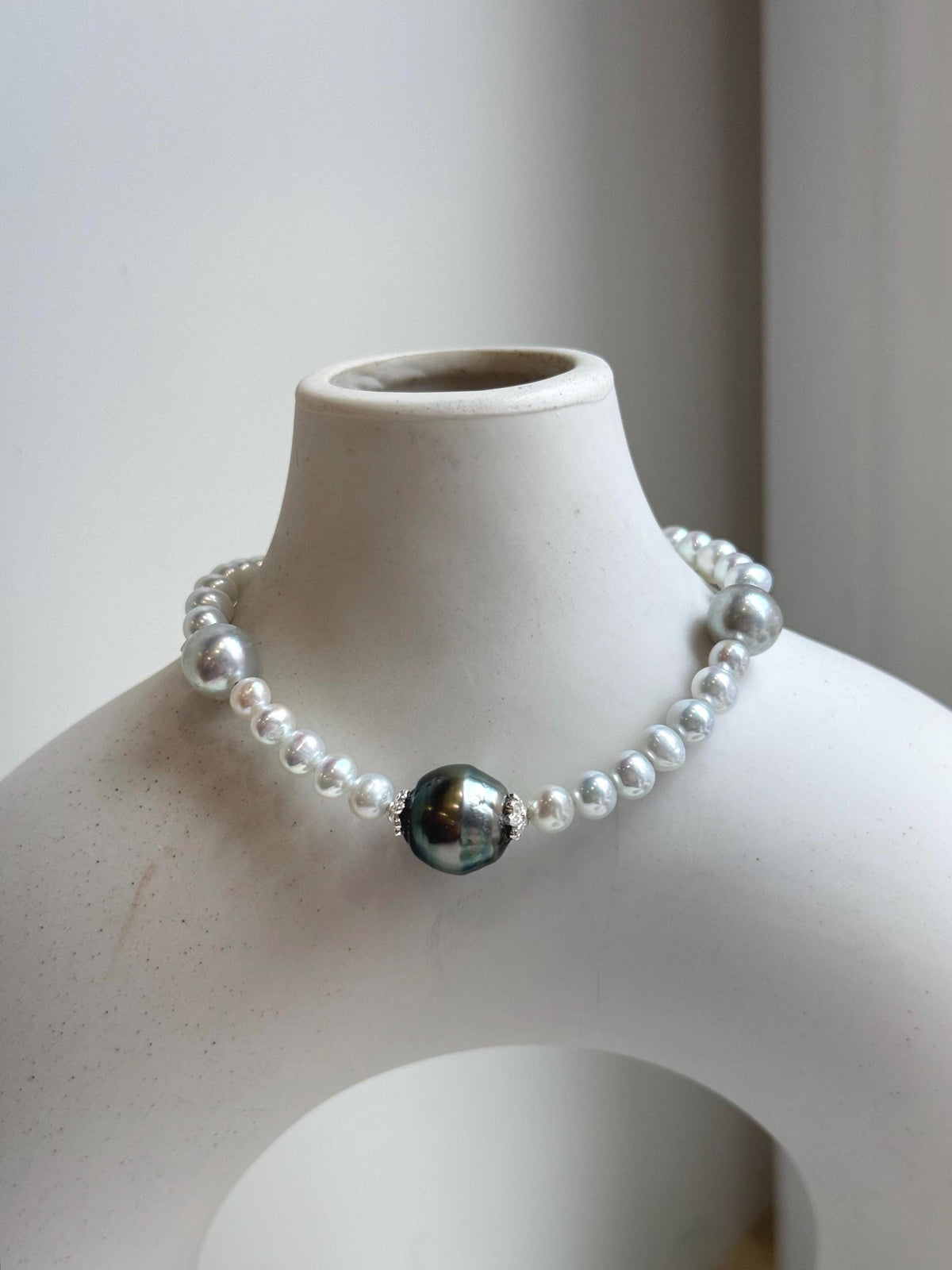 Elly’s Set 11.2mm Tahitian ocean Freshwater white pearls bracelet:Extreme luster mirrored, 7.3”, S925 silver bracelet. gift for her