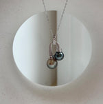 Elly’s 8.7-10.1mm Genius Tahitian platinum olive ocean pearls Pendant: Extreme luster mirrored, 1.6cm high, s925 silver minimalist pendant. gift for her