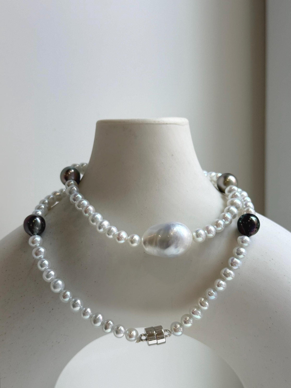 Elly’s Australian white Tahitian ocean pearls necklace: Extreme luster mirrored, to 12.5mm, s925 silver necklace.gift for her