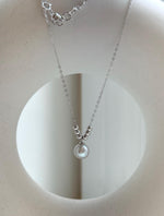Elly’s 8.3mm Extreme luster Akoya blue silver Ocean Pearl s925 silver beads pendant Necklace chain set.