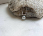 Elly’s 8.3mm Extreme luster Akoya blue silver Ocean Pearl s925 silver beads pendant Necklace chain set. daily office pendant chain set