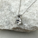 D/VVS1 Flawless Moissanite Pendant | 2ct/8mm Round Brilliant Cut Dainty Necklace | Solid S925 Silver Jewelry