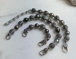 Elly’s 12pcs 8.4-10.6mm cool Tahitian natural peacock ocean pearls necklace strand: extreme luster, 18.7”, S925 silver necklace or bracelet.