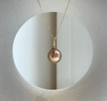 Elly’s 12.6mm Edison Metallic rose gold Pearl Pendant: Extreme luster mirrored, 2.3cm, s925 silver minimalist pendant necklace set.