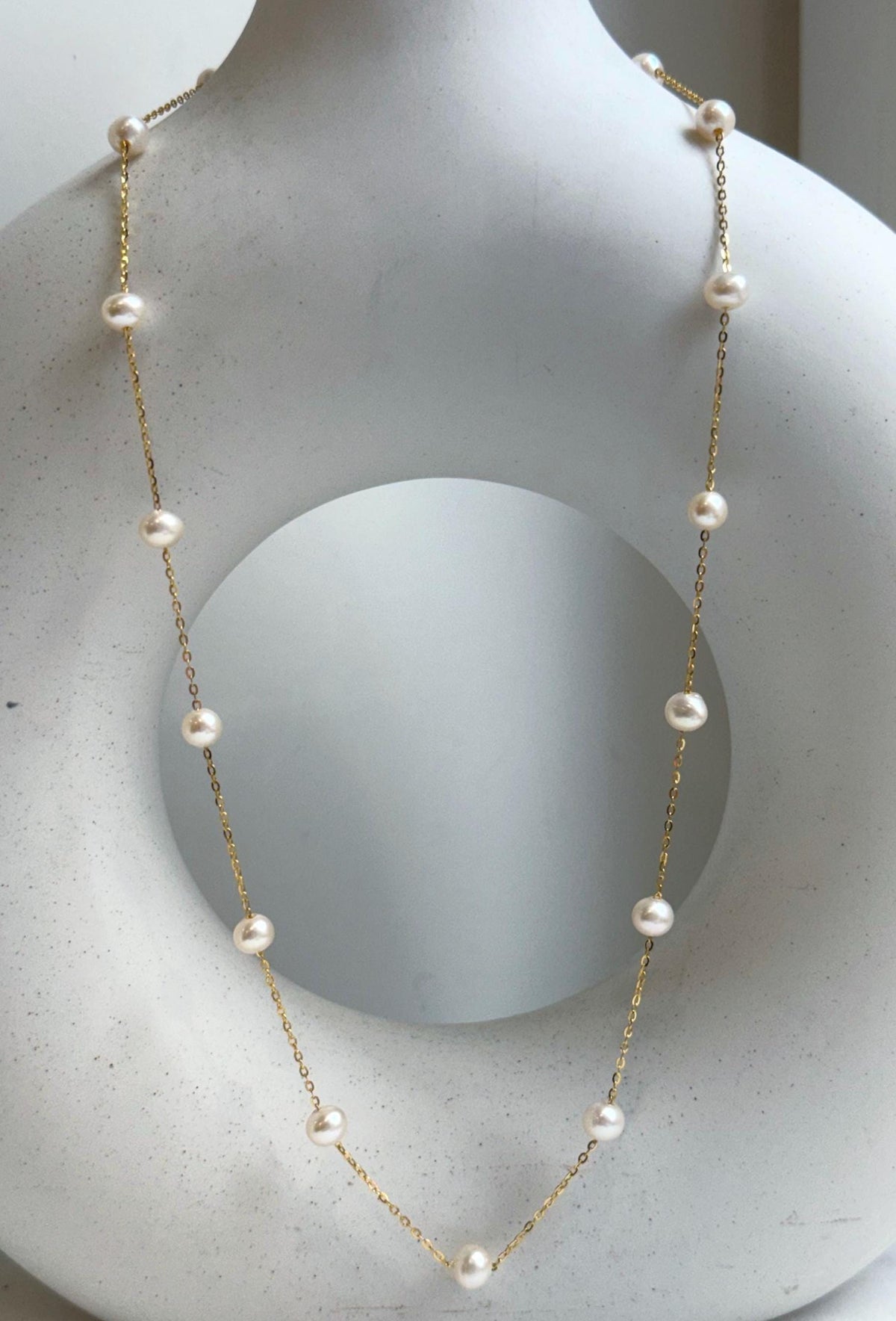 Elly’s 16pcs Freshwater Ivory small pearls Satellite Necklace: Extreme luster mirrored, 4.9-5.5mm, S925 silver satellite necklace, to 18.1”, pearl necklace gift for her birthday