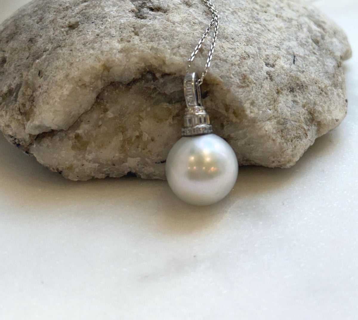 Elly’s 15mm Huge Edison Blue silver Pearl Pendant: Strong luster, 2.7cm, s925 silver minimalist pendant necklace set. gift for her birthday