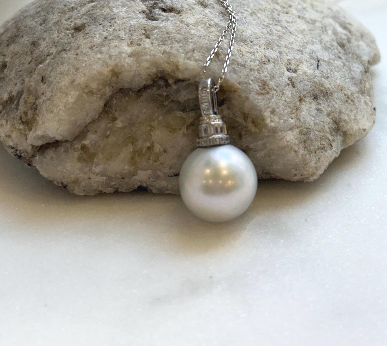 Elly’s 15mm Huge Edison Blue silver Pearl Pendant: Strong luster, 2.7cm, s925 silver minimalist pendant necklace set. gift for her birthday