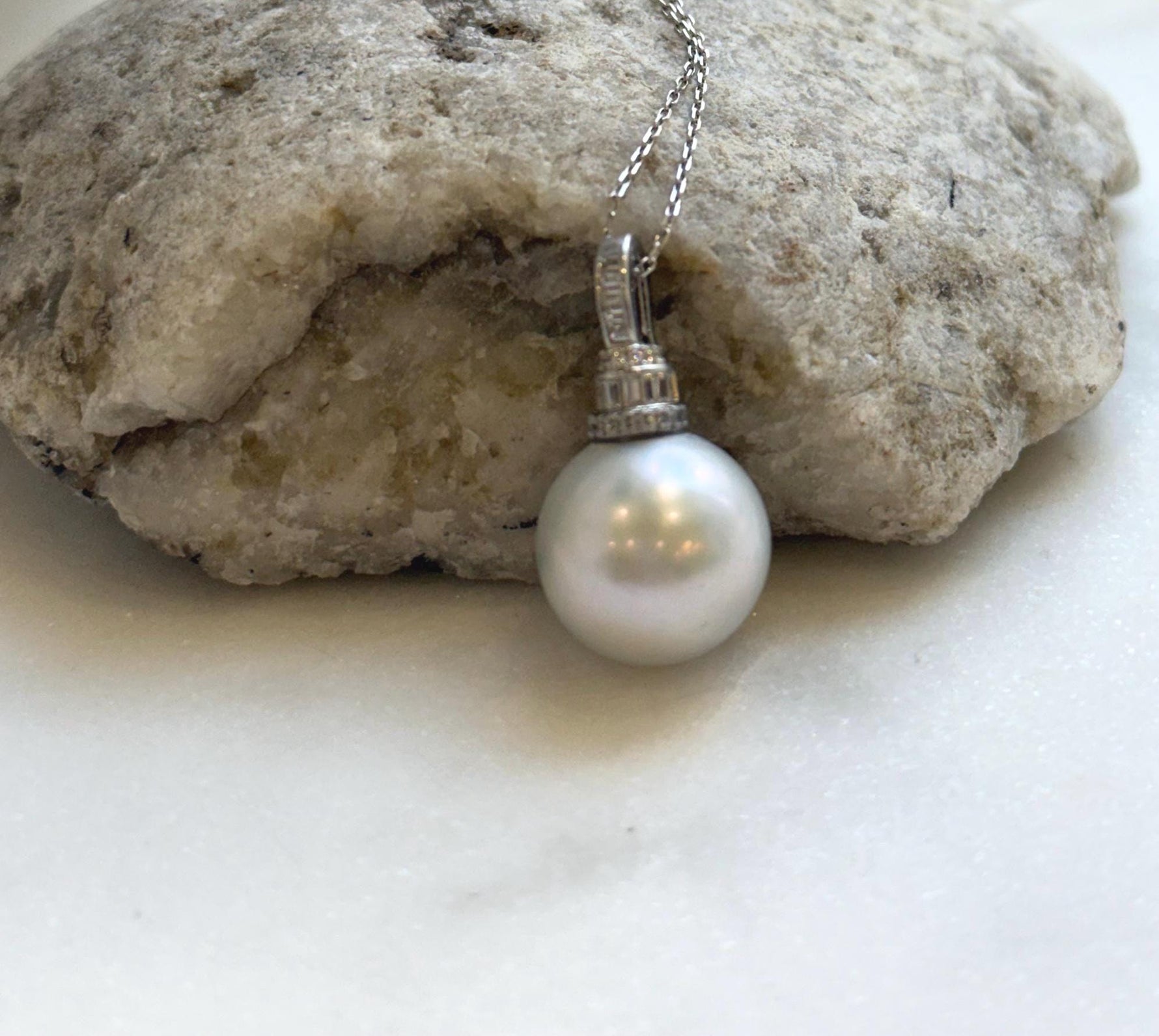 Elly’s 15mm Huge Edison Blue silver Pearl Pendant: Strong luster, 2.7cm, s925 silver minimalist pendant necklace set. gift for her birthday