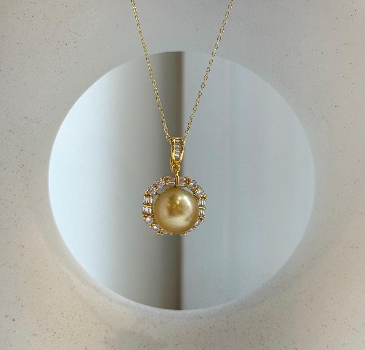 Elly’s 12mm South Sea deep Tea gold Ocean Pearl pendant: Extreme luster mirrored, 2.1cm high, S925 silver pendant chain set. gift for her birthday