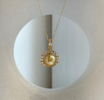 Elly’s 12mm South Sea deep Tea gold Ocean Pearl pendant: Extreme luster mirrored, 2.1cm high, S925 silver pendant chain set. gift for her birthday