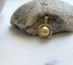 Elly’s 12mm South Sea deep Tea gold Ocean Pearl pendant: Extreme luster mirrored, 2.1cm high, S925 silver pendant chain set. gift for her