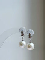 Elly’s 10.9mm Edison white Pearls Earrings: Extreme luster Mirrored, 2.4cm high, S925 silver minimalist earrings. gift for her daily office earrings