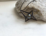 Elly’s 9.5mm Tahitian black ocean pearl Star pendant: Extreme luster mirrored, 2.6x3.8cm, S925 silver cool pendant chain set.