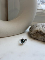 Elly’s 9.2mm Tahitian Peacock green ocean Pearl Ring: Extreme luster mirrored, S925 silver adjustable Ring. Pearl Jewelry Idea.