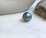 Elly’s 20.4mm Blue iridescent Ocean Round Mabe Pearl Ring: Extreme luster, 2.2cm dia, S925 Silver base adjustable Ring.