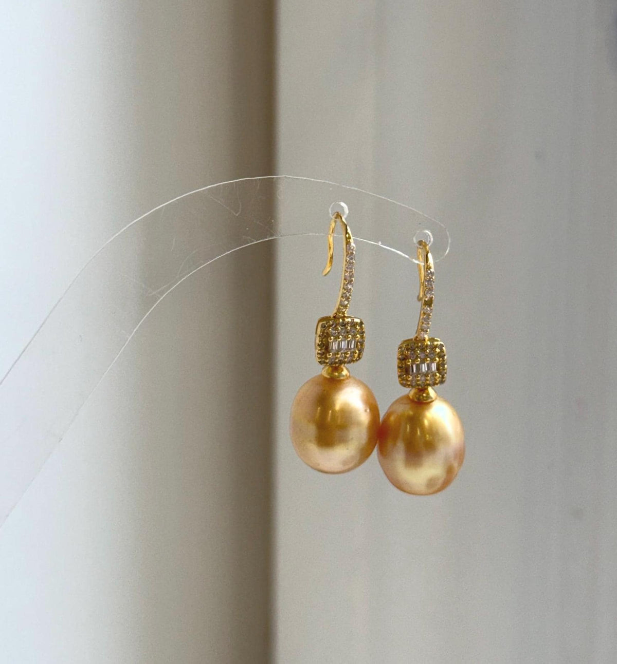 Elly’s 11.3mm South sea deep golden ocean Pearls Earrings hooks: Extreme luster mirrored, 3.3cm high, S925 silver earrings. gift for her birthday high quality golden pearl earrings