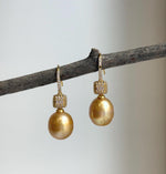 Elly’s 11.3mm South sea deep golden ocean Pearls Earrings hooks: Extreme luster mirrored, 3.3cm high, S925 silver earrings. gift for her birthday high quality golden pearl earrings