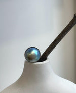 Elly’s 20.4mm Blue iridescent Ocean Round Mabe Pearl Ring: Extreme luster, 2.2cm dia, S925 Silver base adjustable Ring.