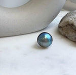 Elly’s 20.4mm Blue iridescent Ocean Round Mabe Pearl Ring: Extreme luster, 2.2cm dia, S925 Silver base adjustable Ring.