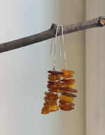 Elly’s Natural Amber Earring Chandeliers, Vintage design, 7cm high. S925 silver earrings.