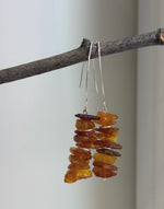 Elly’s Natural Amber Earring Chandeliers, Vintage design, 7cm high. S925 silver earrings.