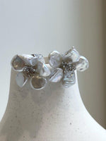 Elly’s freshwater white iridescent petal Keshi pearls Floral earrings:  2.2cm dia, S925 silver earrings studs.