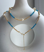 Elly’s 7pcs 6.7-7mm Akoya Golden ocean pearls Designed Necklace: Extreme luster mirrored, to 24” long, S925 silver Blue Apatite Necklace.
