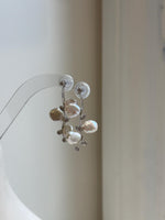 Elly’s freshwater white iridescent petal Keshi pearls Floral earrings chandeliers: 3.8cm high, S925 silver earrings. gift for her