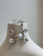 Elly’s freshwater white iridescent petal Keshi pearls Floral earrings chandeliers: 3.8cm high, S925 silver earrings. gift for her