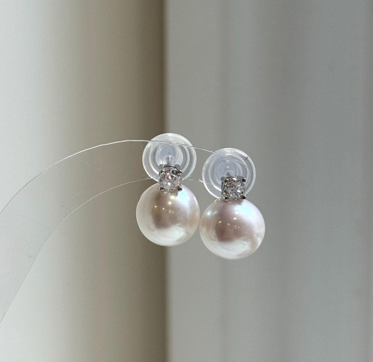 Elly’s 11.4mm Edison White Pearls Earrings: Extreme luster Mirrored, 1.5cm high, S925 silver earrings studs. high quality daily office white pearls earrings