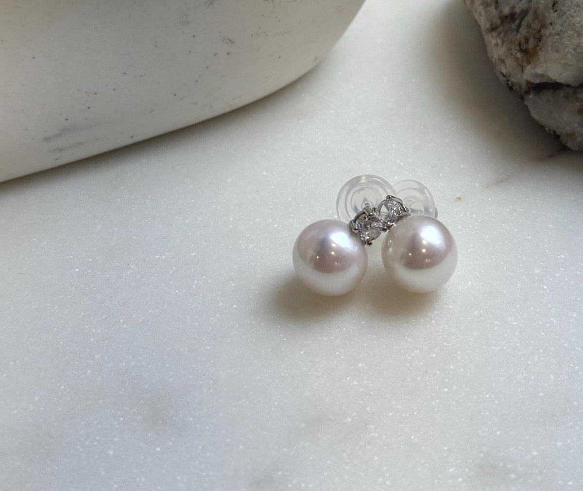 Elly’s 11.4mm Edison White Pearls Earrings: Extreme luster Mirrored, 1.5cm high, S925 silver earrings studs. high quality daily office white pearls earrings
