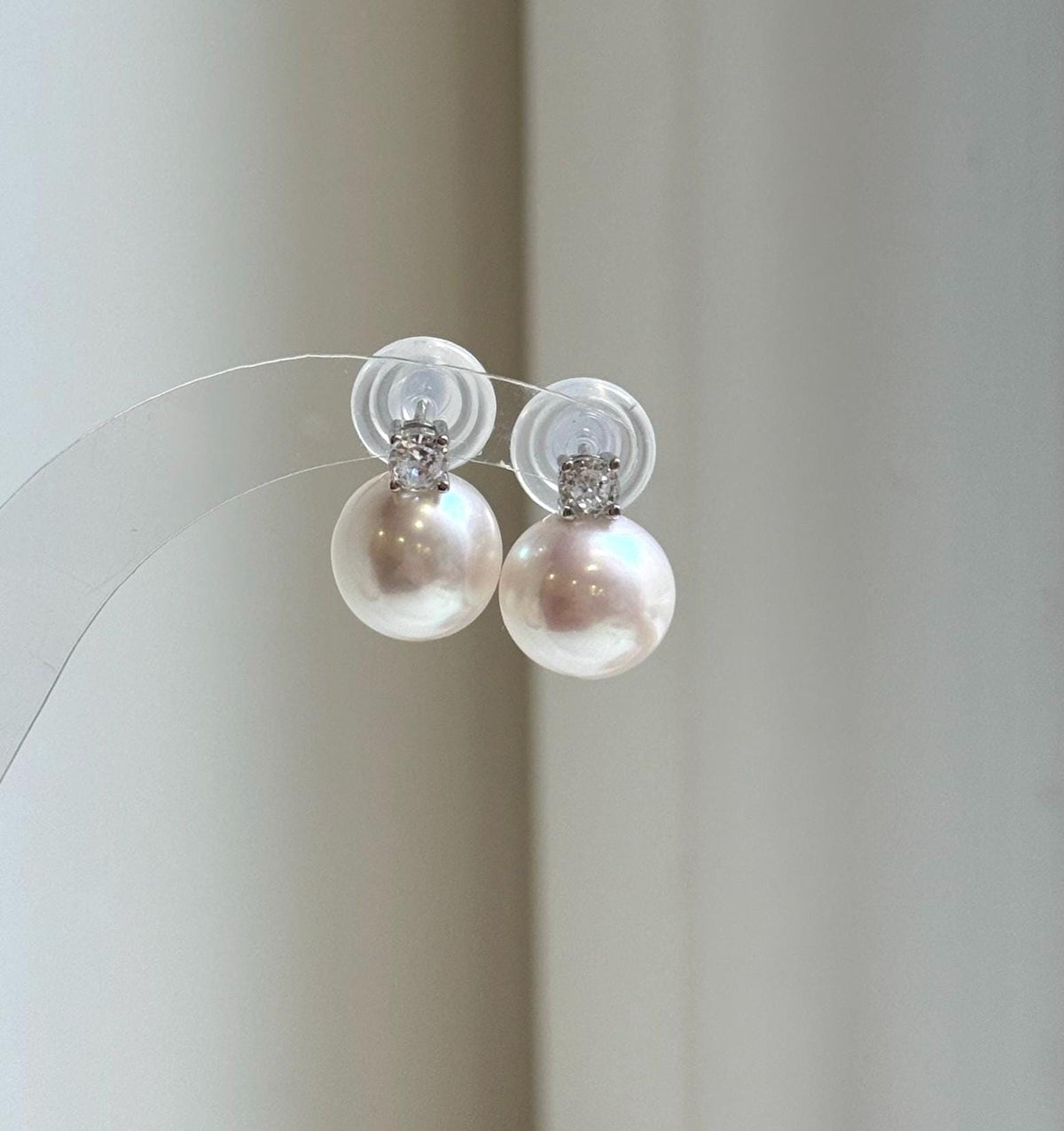 Elly’s 11.4mm Edison White Pearls Earrings: Extreme luster Mirrored, 1.5cm high, S925 silver earrings studs. high quality daily office white pearls earrings