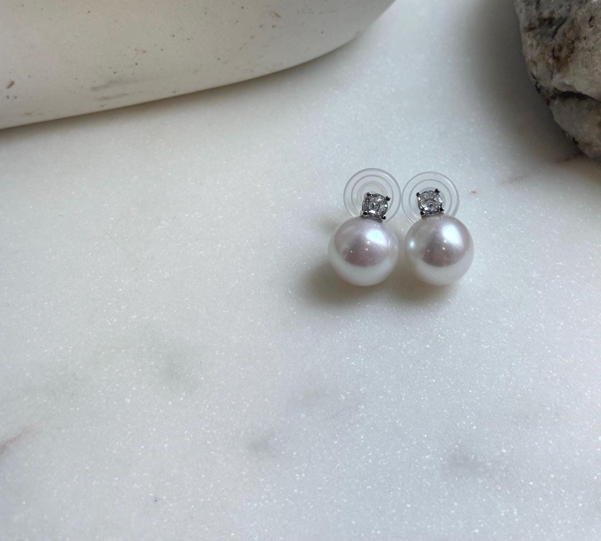 Elly’s 11.4mm Edison White Pearls Earrings: Extreme luster Mirrored, 1.5cm high, S925 silver earrings studs. high quality daily office white pearls earrings