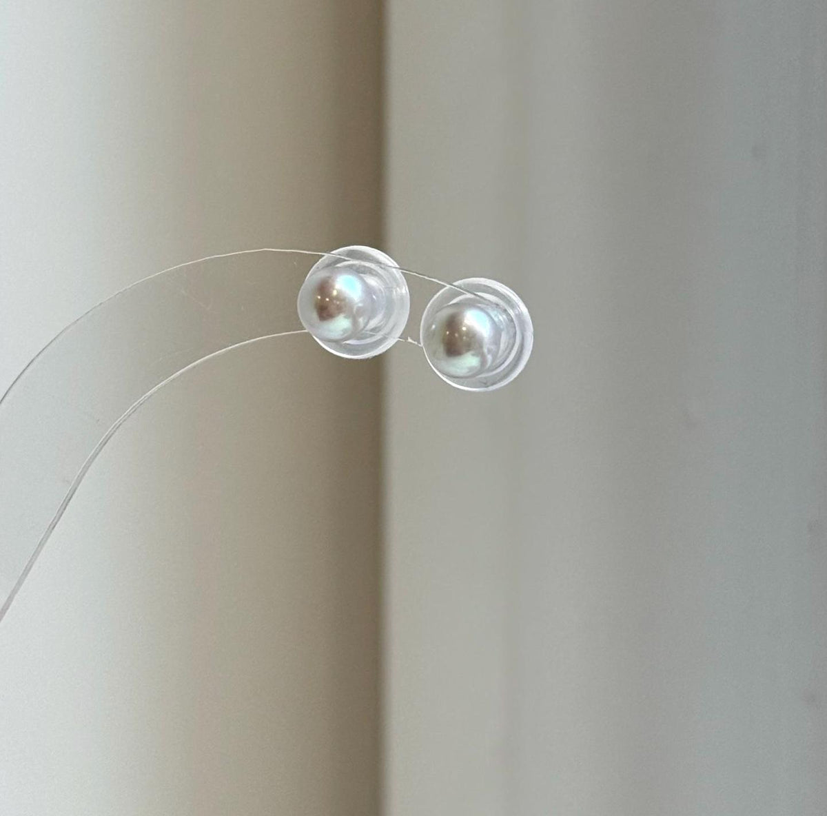 Elly’s 6.3mm Akoya ocean Natural Blue silver pearls earings: Extreme luster mirrored, s925 silver minimalist earrings studs.high quality daily office blue pearls earrings studs