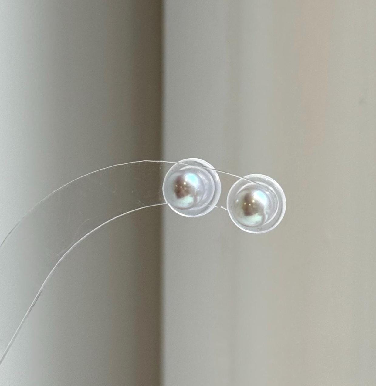 Elly’s 6.3mm Akoya ocean Natural Blue silver pearls earings: Extreme luster mirrored, s925 silver minimalist earrings studs.high quality daily office blue pearls earrings studs