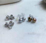 Elly’s Set of 6.6mm Akoya Blue silver ocean pearls Earrings studs: Extreme luster mirrored, s925 silver earrings stud with jackets.