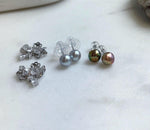 Elly’s Set of 6.6mm Akoya Blue silver ocean pearls Earrings studs: Extreme luster mirrored, s925 silver earrings stud with jackets.