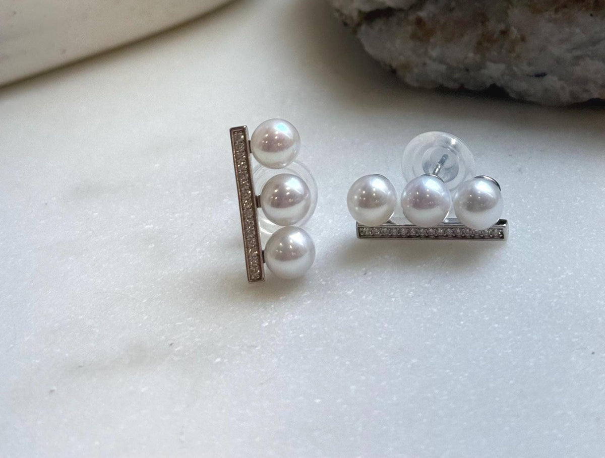 Elly’s 6pcs 6-6.2mm White Pearls Earrings: Extreme luster Mirrored, S925 silver earrings studs. Gift for her