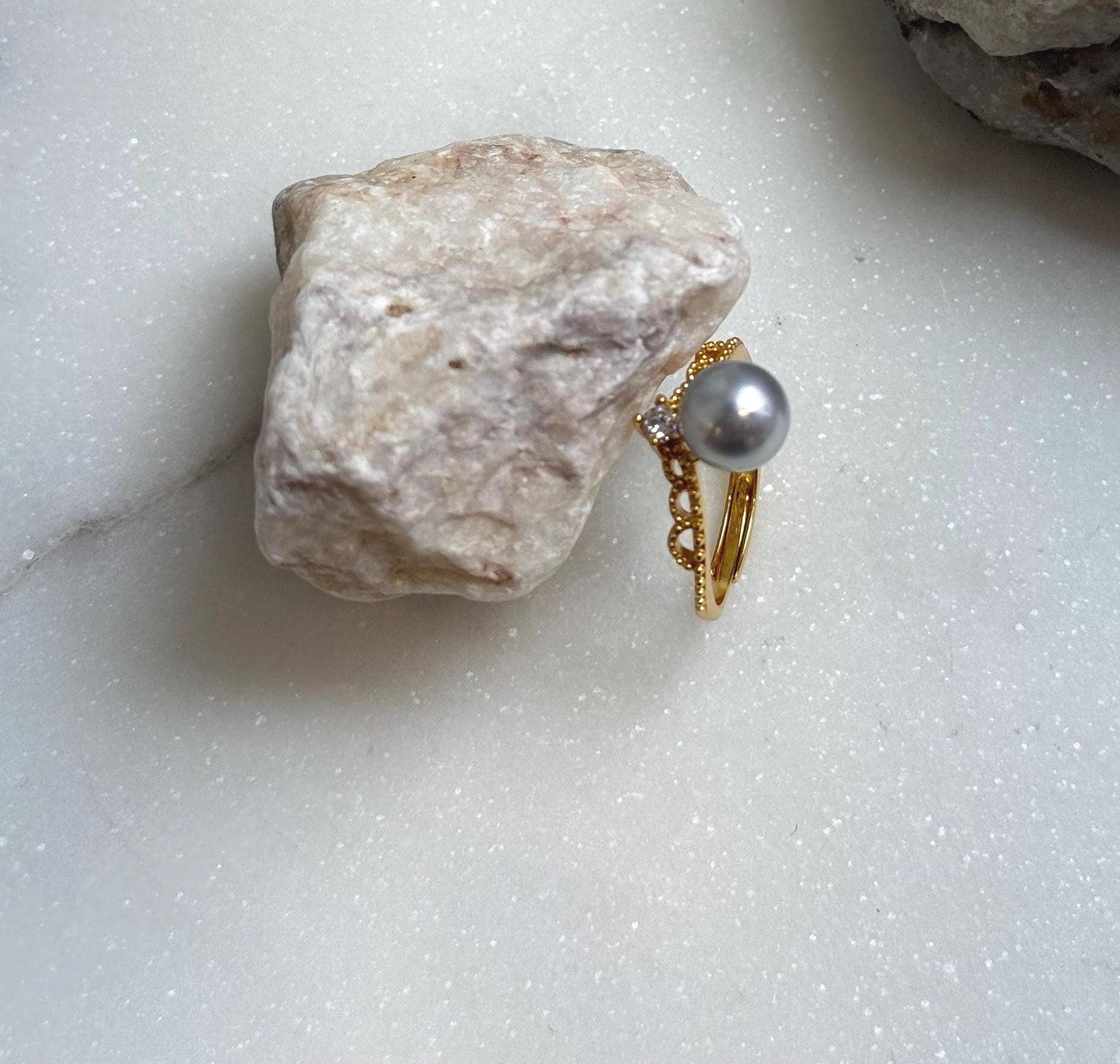 Elly’s 7.3mm Akoya blue silver ocean pearl Ring: Extreme luster mirrored, s925 silver adjustable ring. Pearl Jewelry Idea. gift for her high quality blue pearl string silver ring