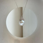 Elly’s 14.1mm Huge Edison Blue silver Pearl princess Pendant: Extreme luster, 2.2cm, s925 silver minimalist pendant necklace set. gift for her